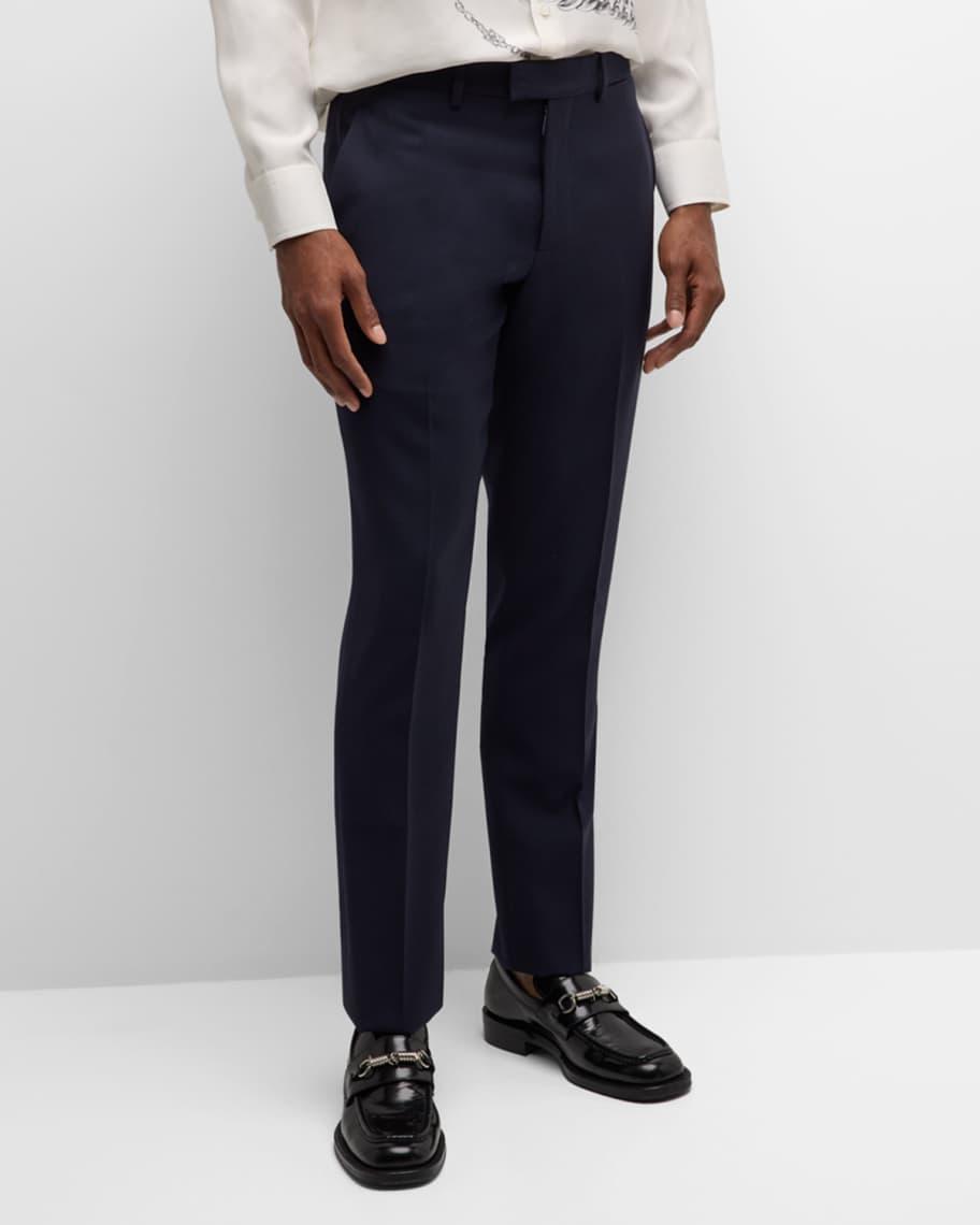 Mens Wool Flat-Front Trousers Product Image