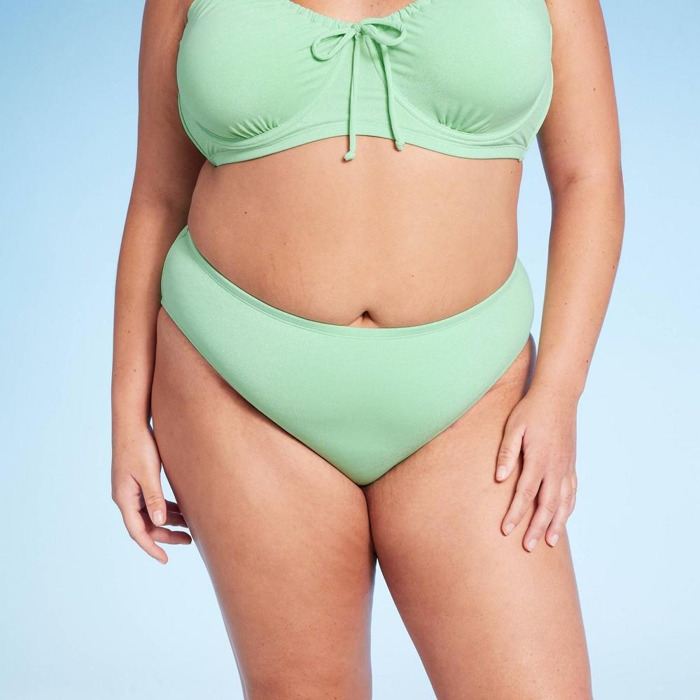 Womens Mid-Rise High Leg Cheeky Lurex Bikini Bottom - Wild Fable Mint Product Image