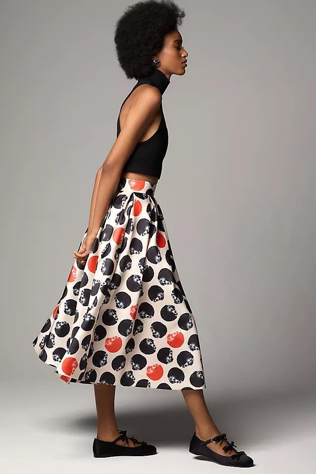 THEO The Label Clio Pleated Dot Midi Skirt Product Image