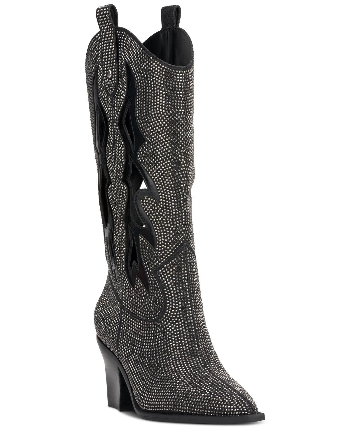 Jessica Simpson Womens Ginika Rhinestone Chop-Out Knee-High Cowboy Boots Product Image