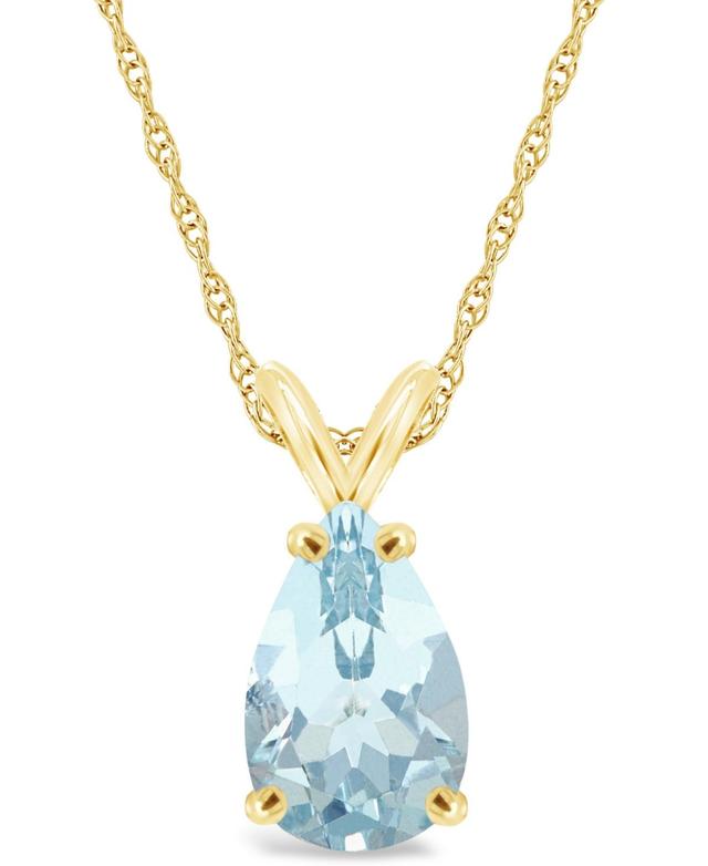 Celebration Gems 14k Gold Aquamarine Teardrop Pendant, Womens Blue Product Image