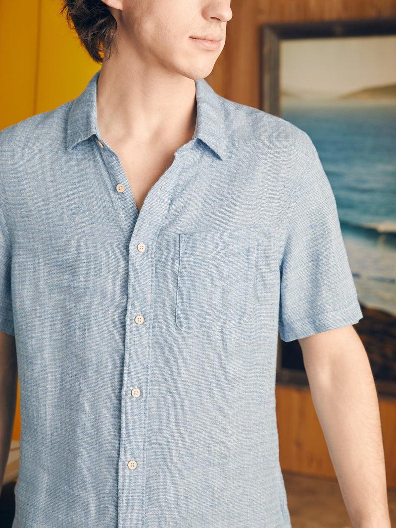 Short-Sleeve Palma Linen Shirt (Tall) - Blue Basketweave Product Image