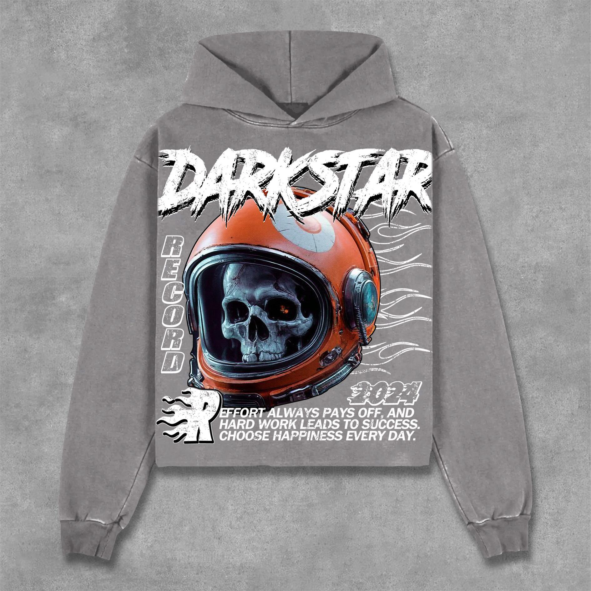 Hellstar Fly By Choice Skull Graphic Print Pocketless Hoodie Product Image