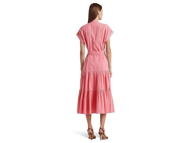 LAUREN Ralph Lauren Gingham Belted Cotton Dress (Poolside Rose) Women's Dress Product Image