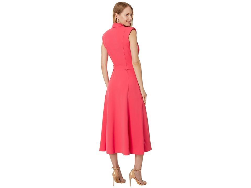 Calvin Klein Double Breasted A-Line Midi Dress (Watermelon) Women's Dress Product Image