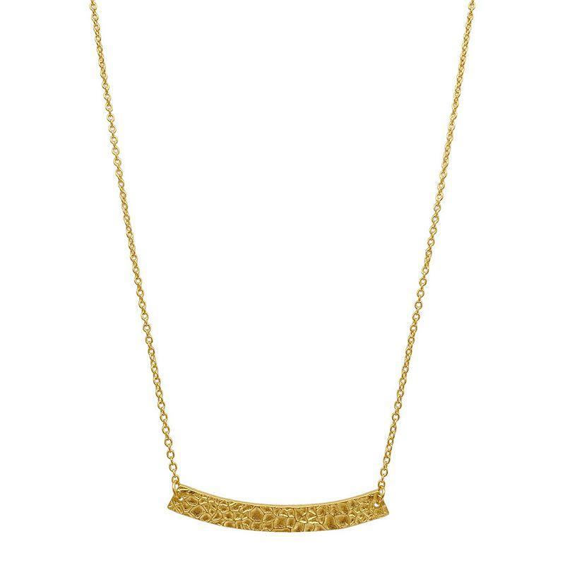 Adornia 14k Gold Plated Hammered Bar Necklace, Womens Gold Tone Product Image