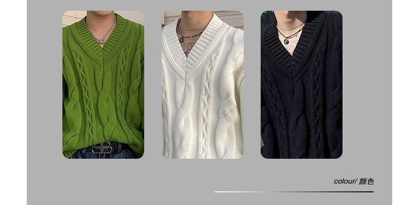 V-Neck Cable-Knit Sweater Product Image