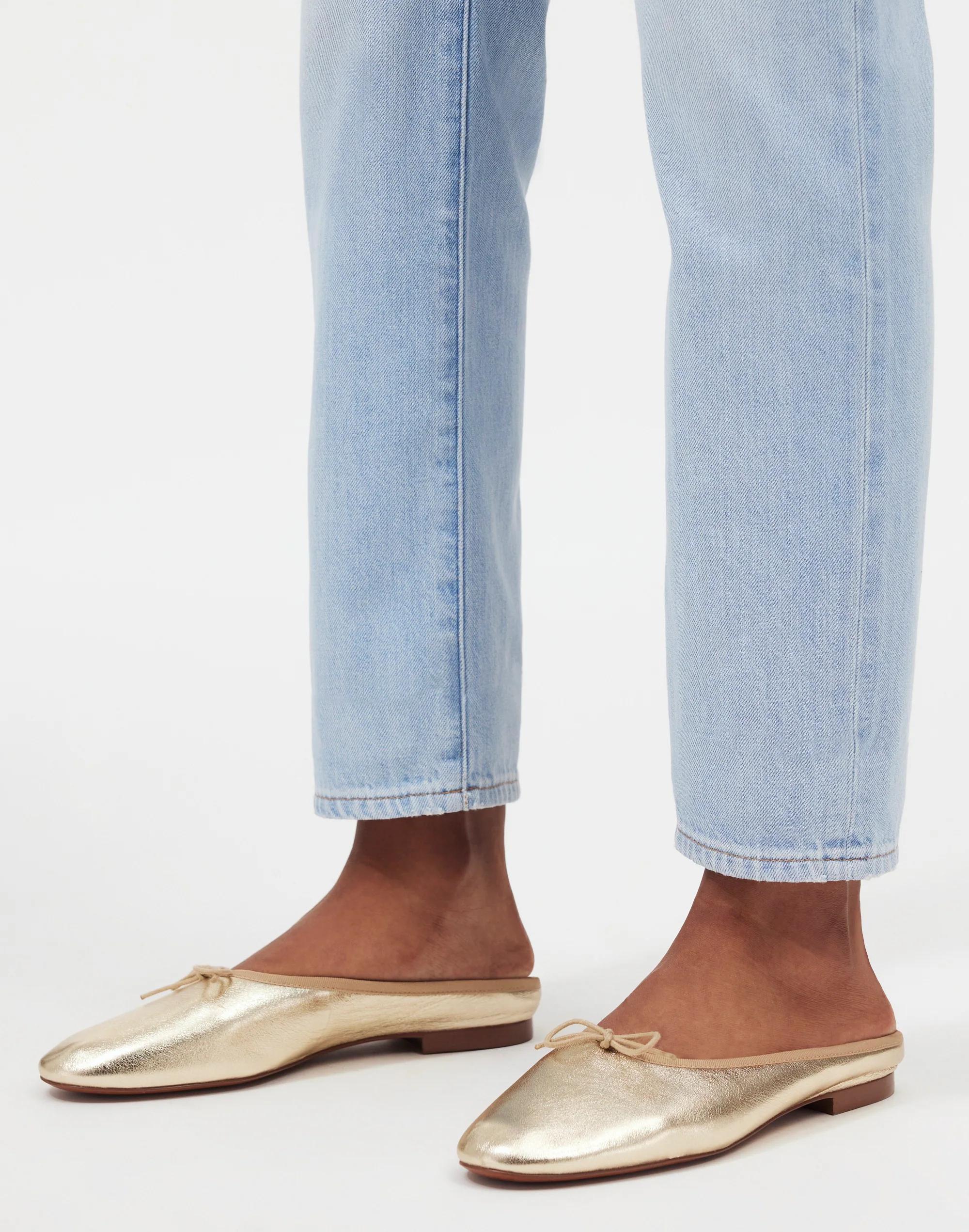 The April Ballet Flat Mule in Metallic Leather Product Image