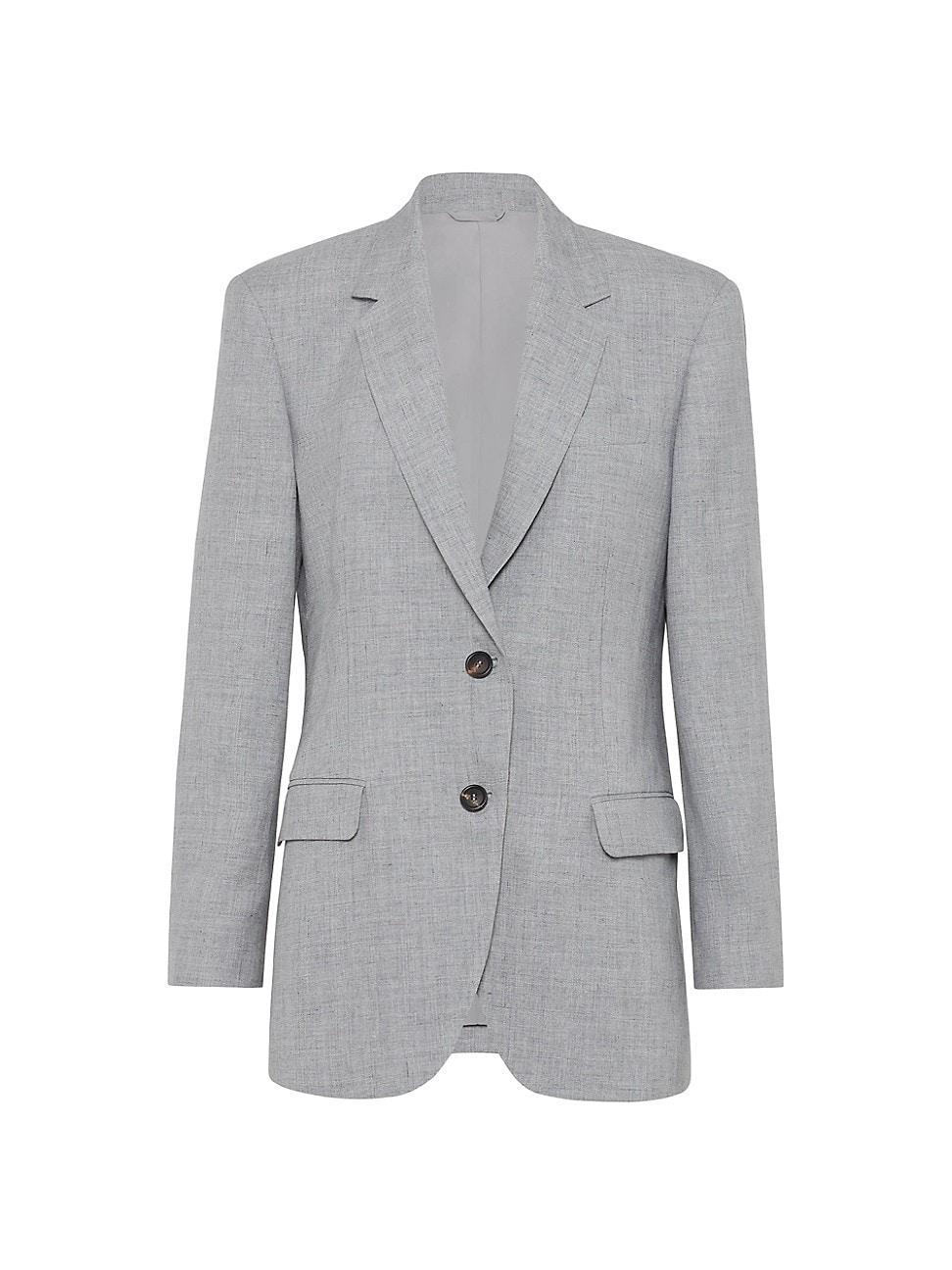 Womens Linen and Wool Canvas Blazer Product Image