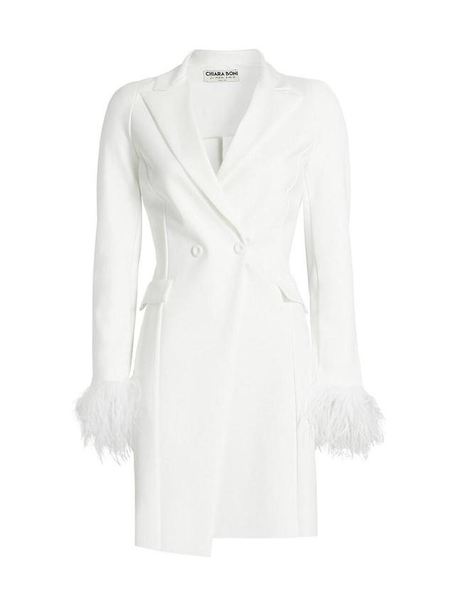 Womens Feather-Trim Blazer Minidress Product Image