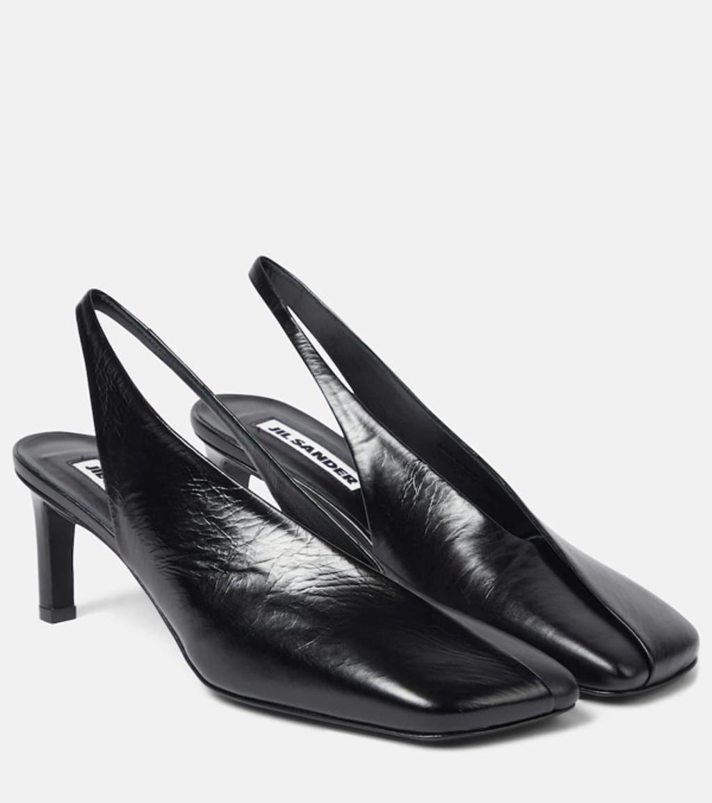 Leather Slingback Pumps In Black product image