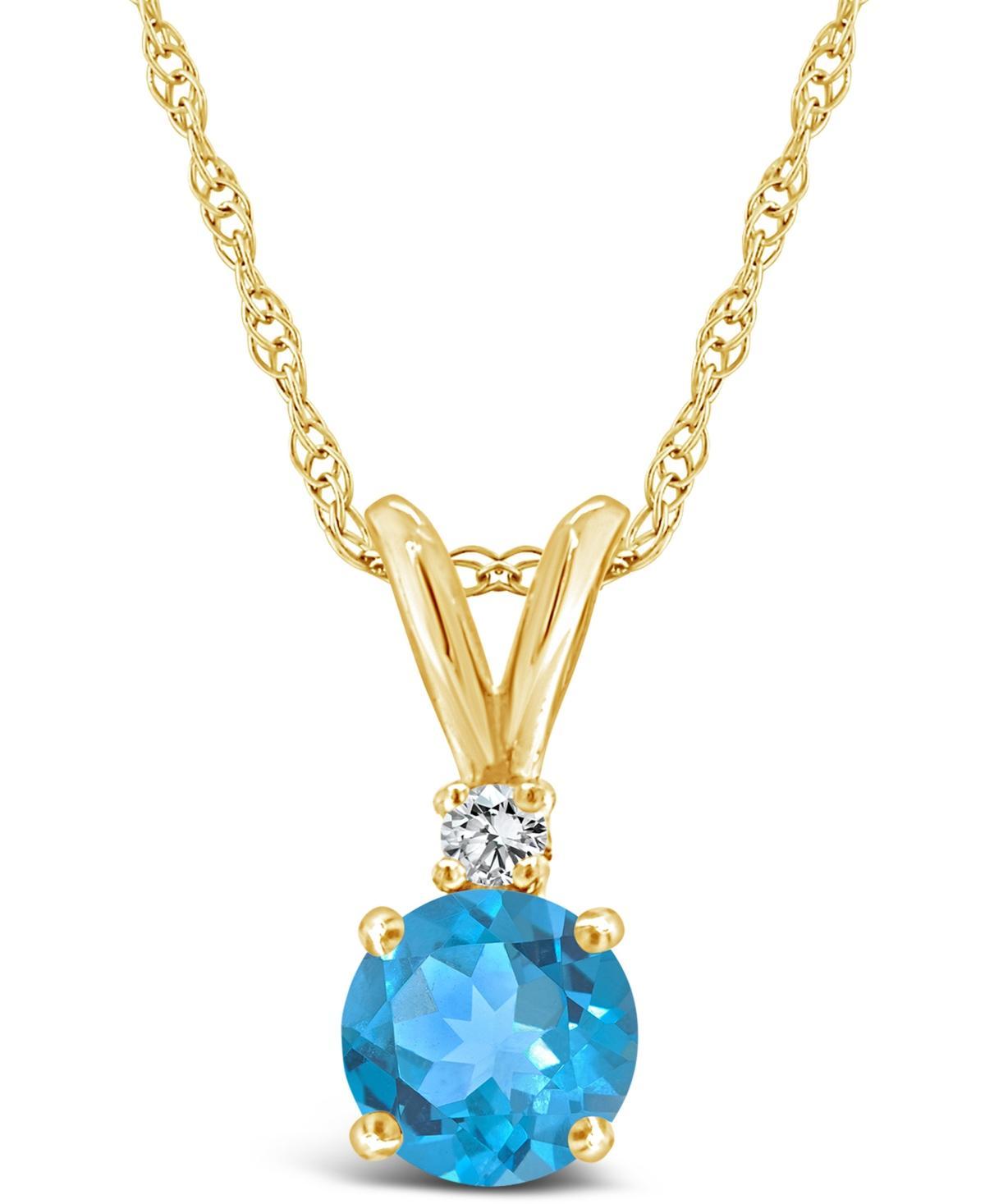 Belk & Co 14K Gold 5Mm Round Aquamarine Diamond Accent Pendant Product Image