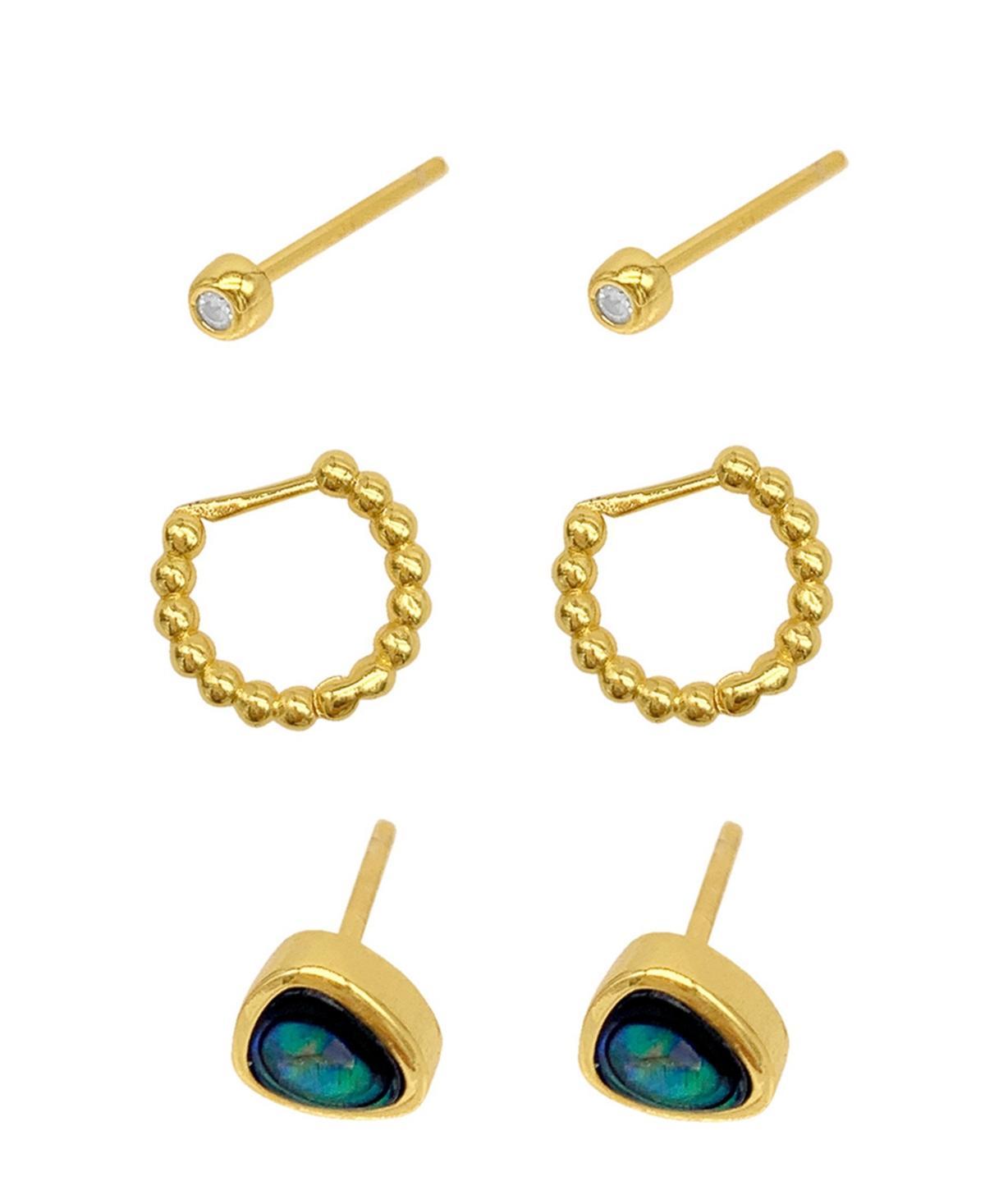 Adornia Set of 3 Stud & Hoop Earrings in Yellow at Nordstrom Rack Product Image