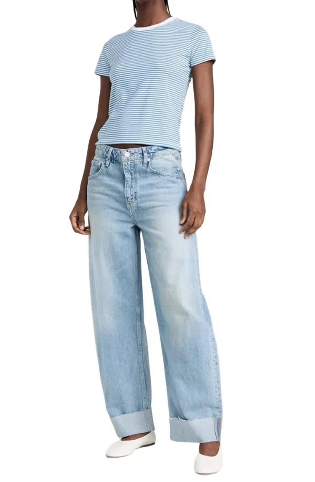 Long Barrel Raw Cuff Jeans Rhode In Blue Product Image