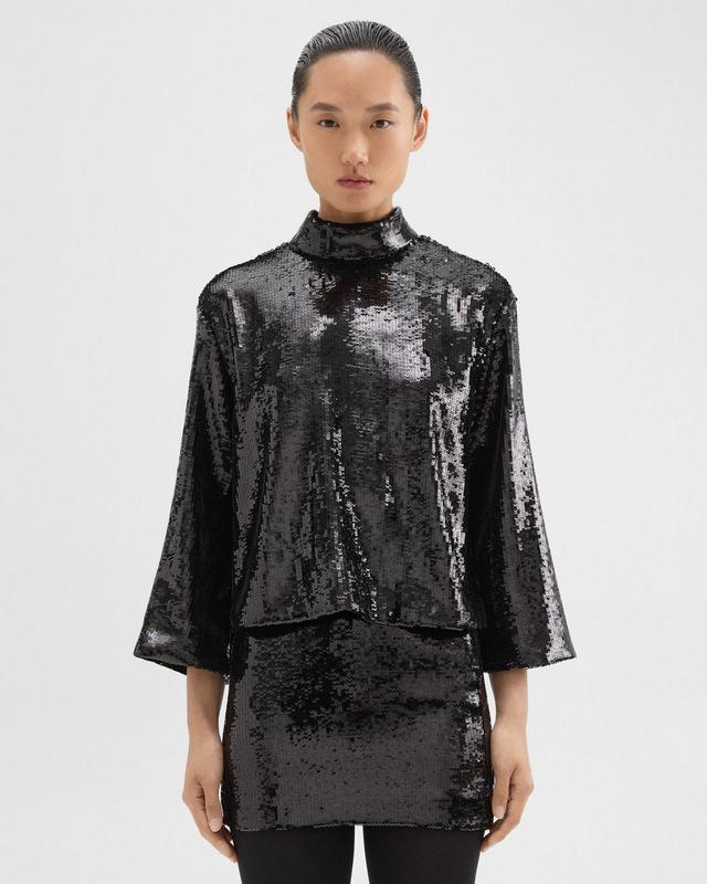 Roll Neck Top in Recycled Sequins Product Image