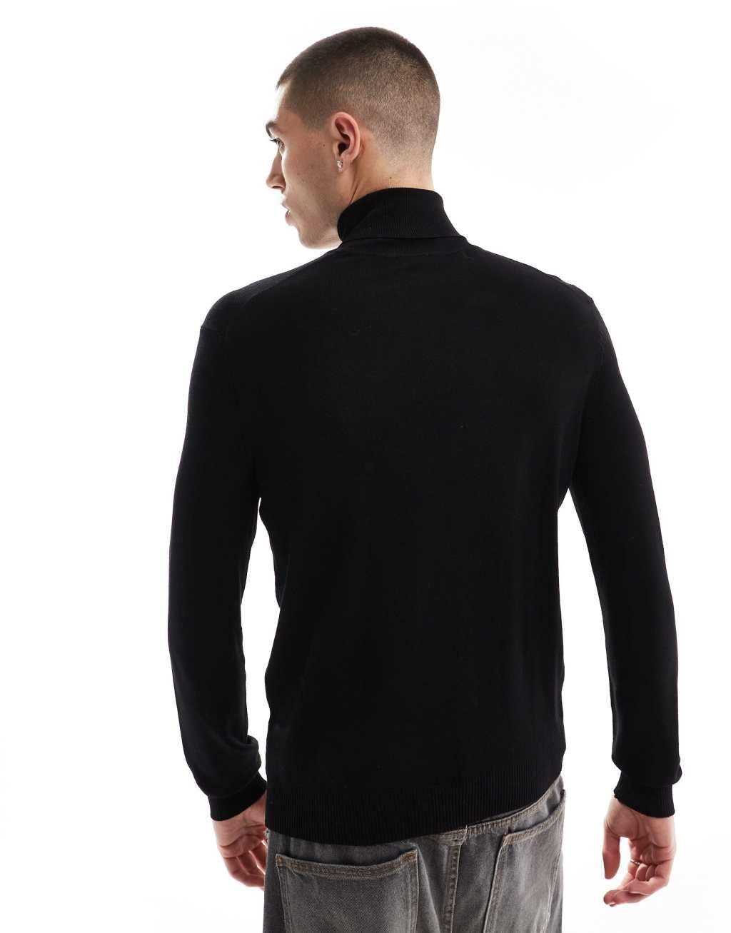 Bershka fine knit turtleneck in black Product Image