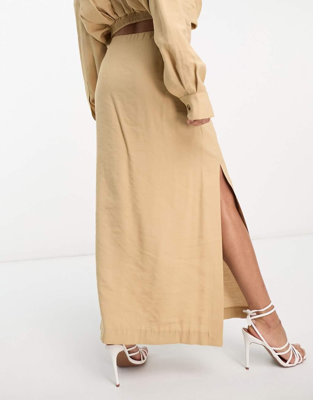 ASOS EDITION column midi skirt with side slits Product Image