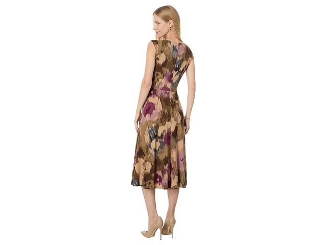 Lauren Ralph Lauren Floral Twist-Front Jersey Dress (Tan Multi) Women's Dress Product Image