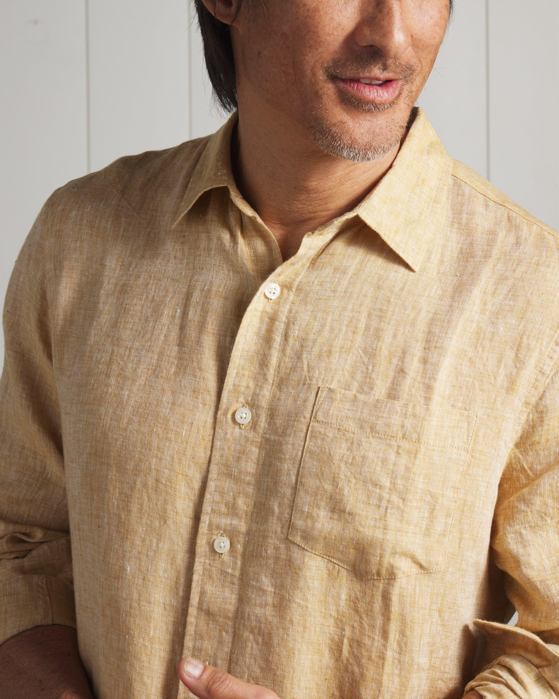 Nantucket Yarn Dyed Linen Shirt - Mustard Product Image