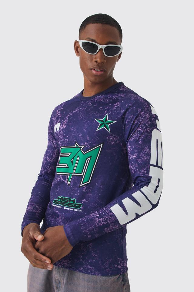 Muscle Fit Motorsport BHM Printed Long Sleeve Top | boohooMAN USA Product Image