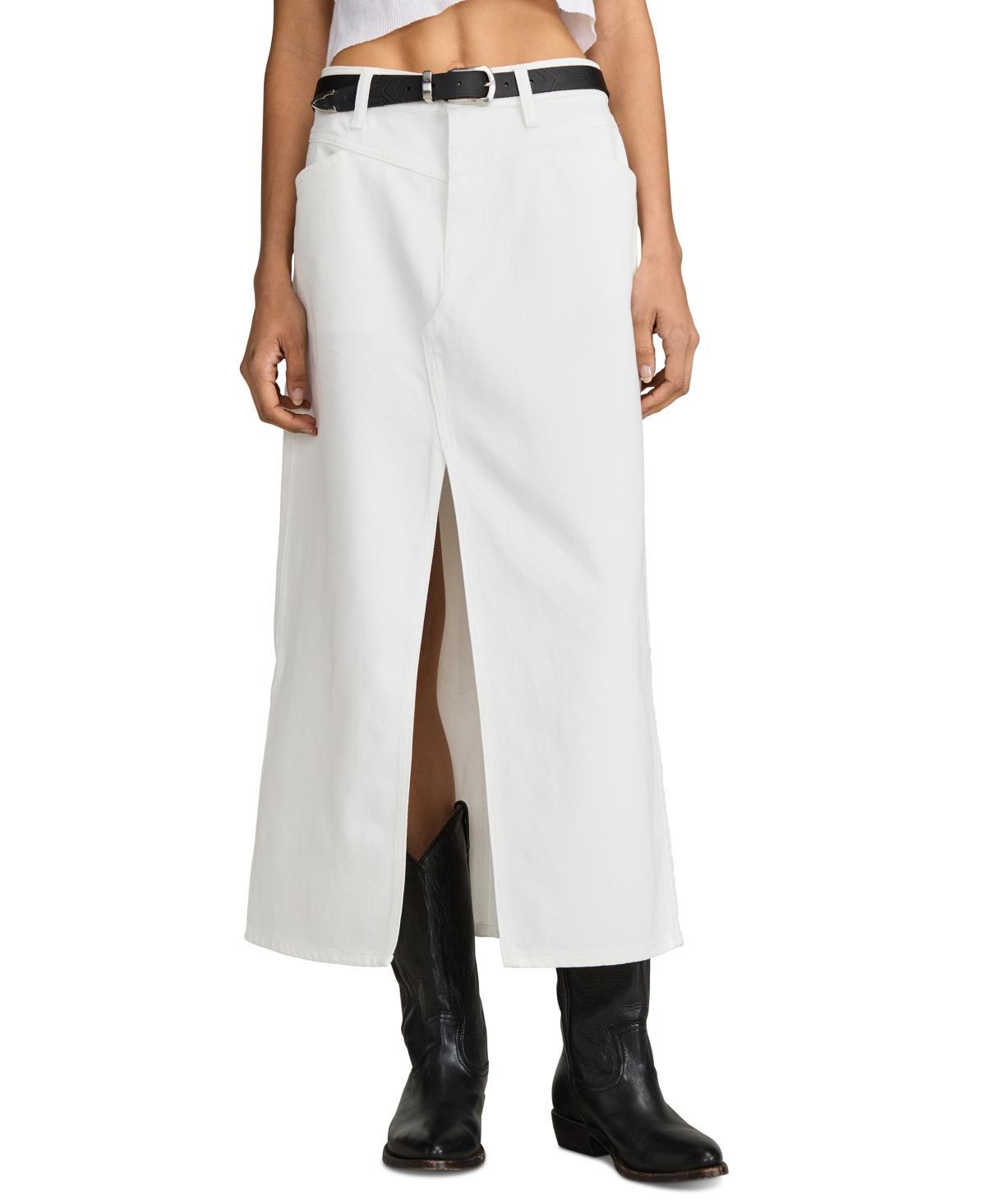 Lucky Brand Womens Slit-Front Denim Maxi Skirt Product Image