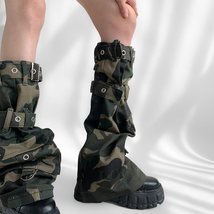 Camo Print Buckled Leg Warmers Product Image