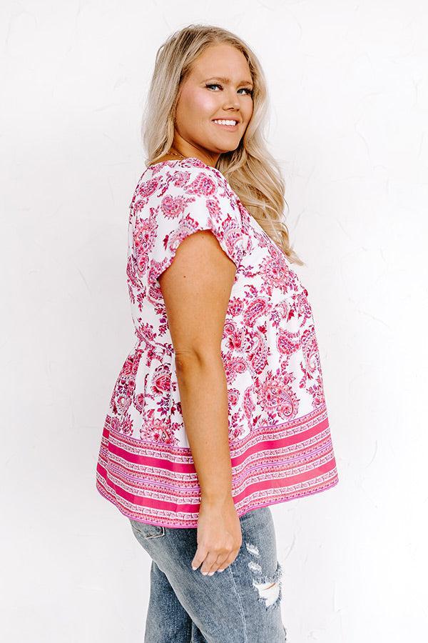 Blossom Boulevard Babydoll Top In Fuchsia Curves Product Image