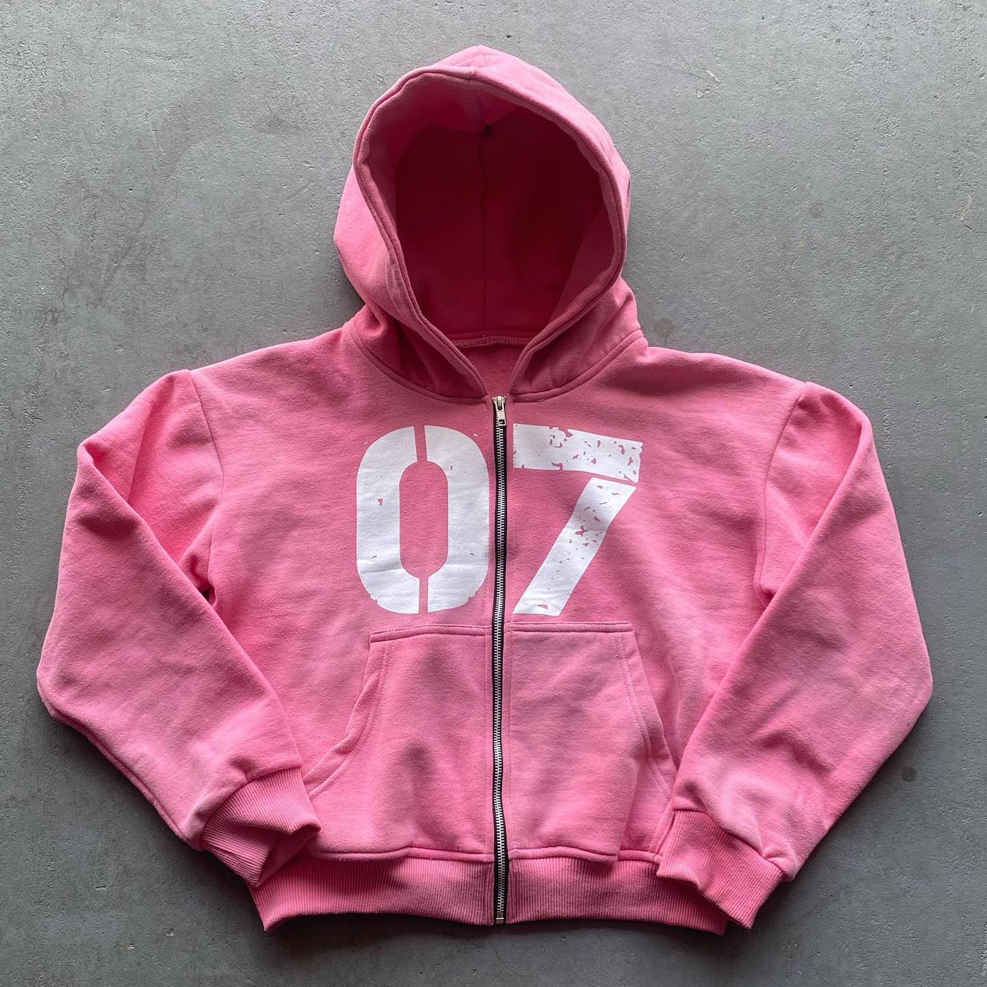 07 Perfect Print Washed Cotton Zip-Up Hoodie Product Image