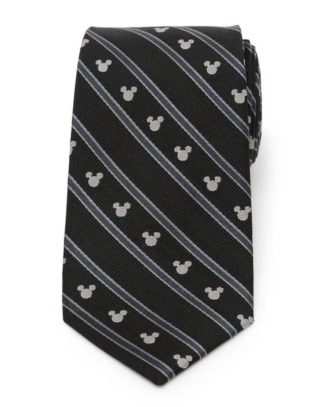 Mens Mickey Mouse Striped Silk Tie Product Image