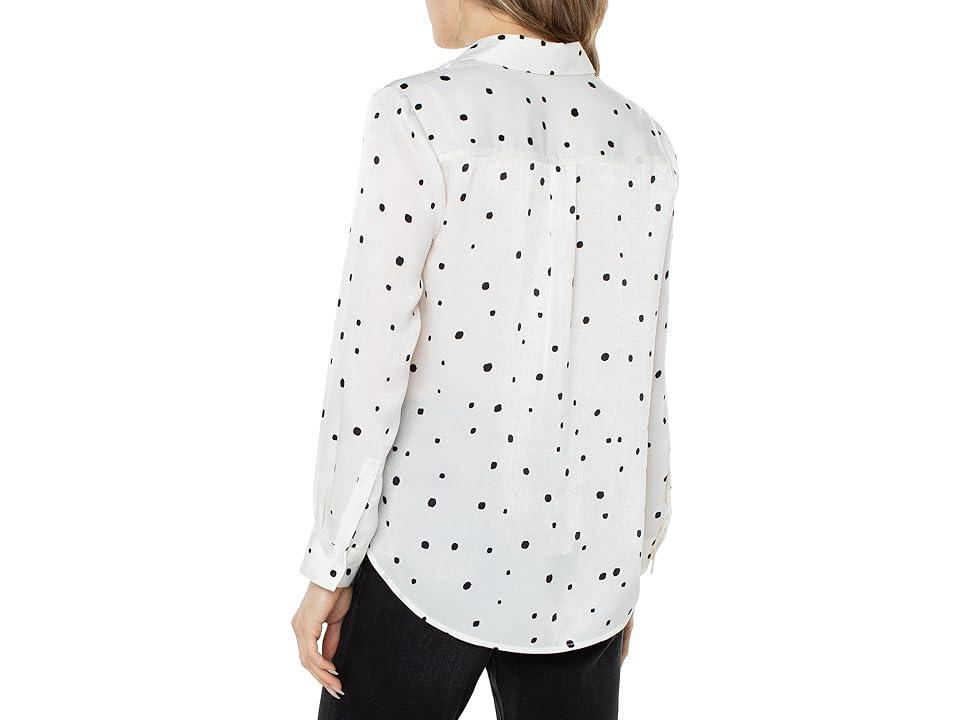 Liverpool Los Angeles Flap Pocket Button Front Woven Blouse (All Over Dot Vanilla) Women's Clothing Product Image