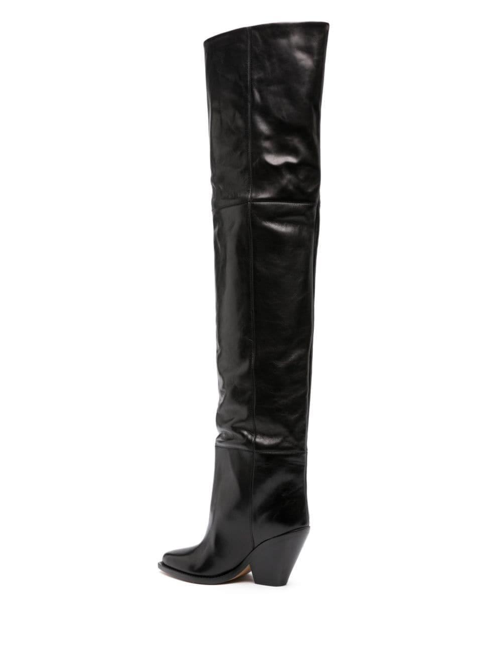 88mm pointed-toe leather knee boots product image