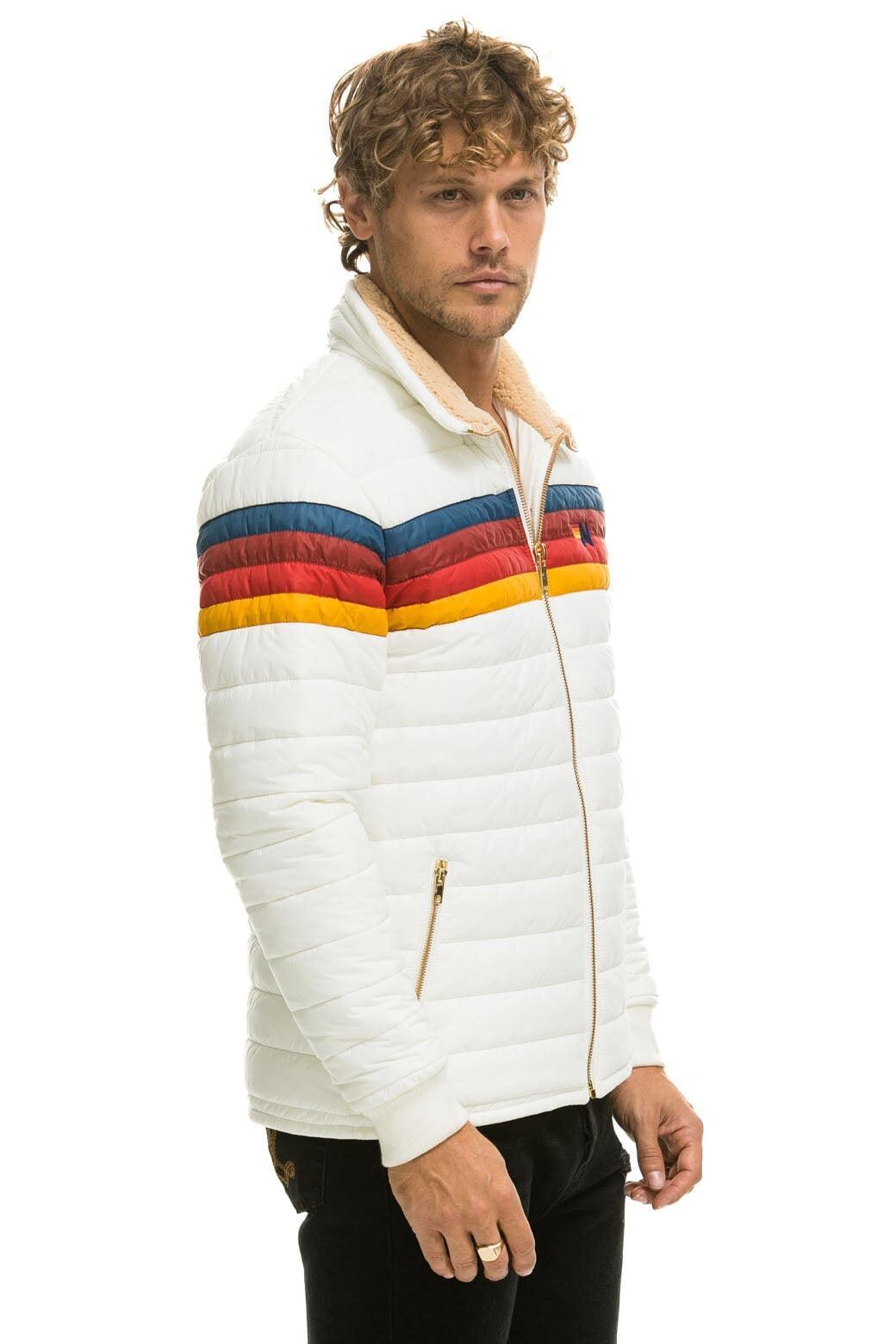 4 STRIPE RAINBOW SLEEVE JACKET -  WHITE Male Product Image