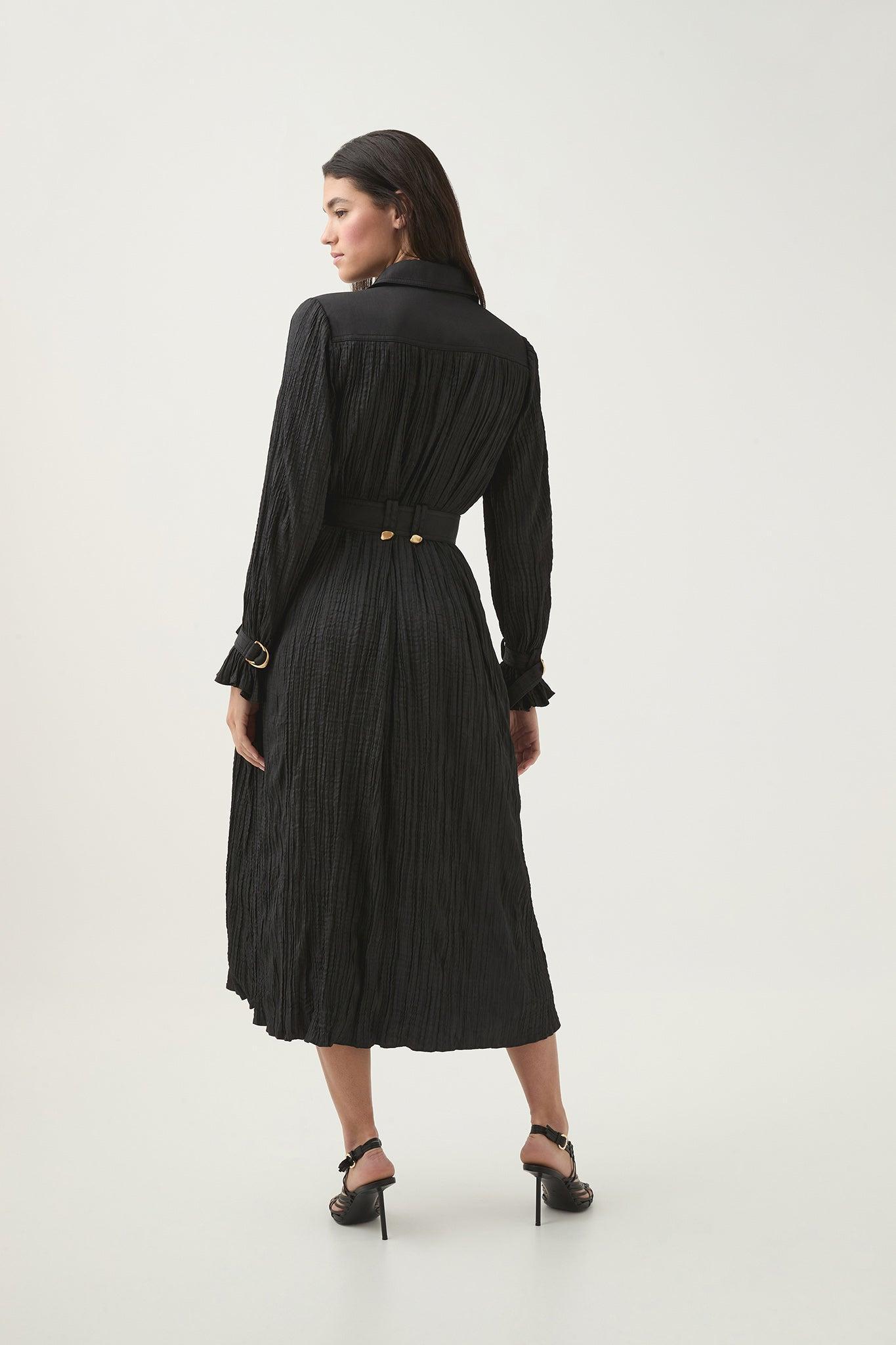 Bays Crushed Pleat Midi Dress Product Image