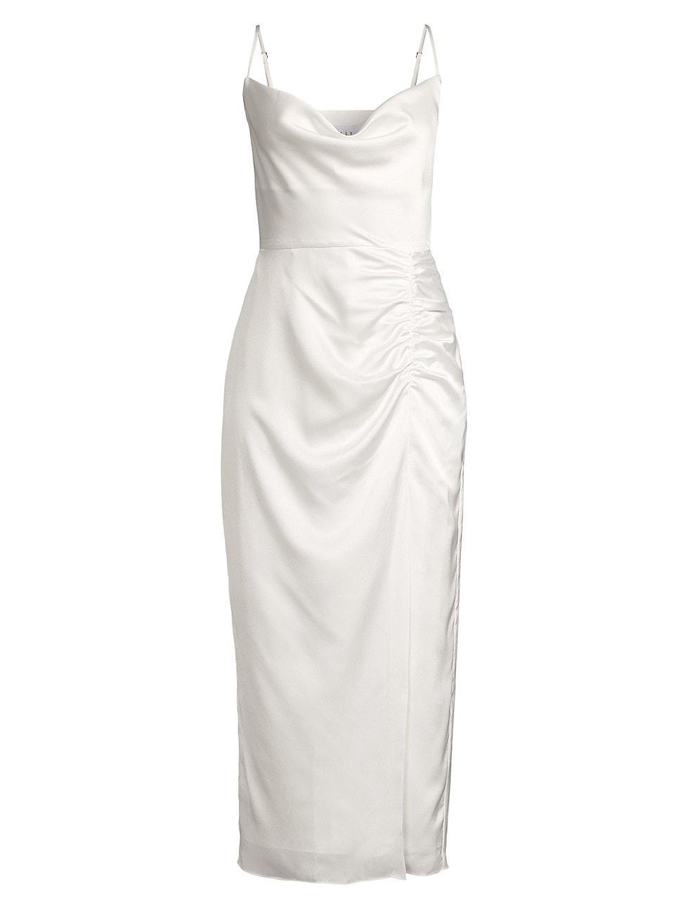 Womens Lilliana Ruched Satin Cowlneck Slipdress Product Image