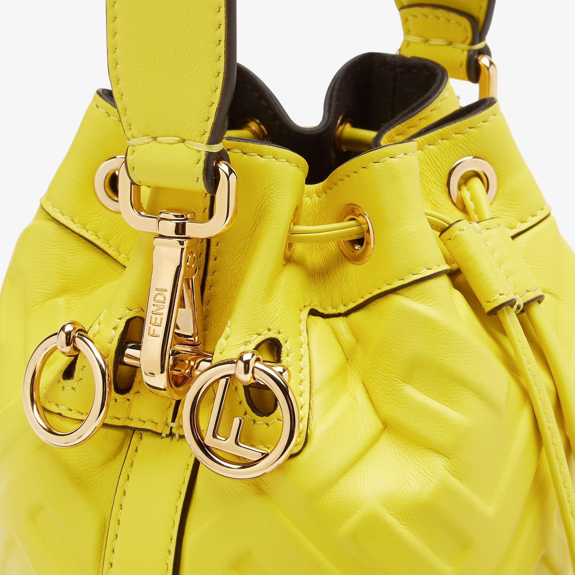 Mon TresorAcid yellow leather mini bag with FF motif Product Image