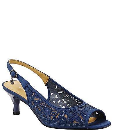 J. Renee Arata Rhinestone and Mesh Slingback Dress Sandals Product Image