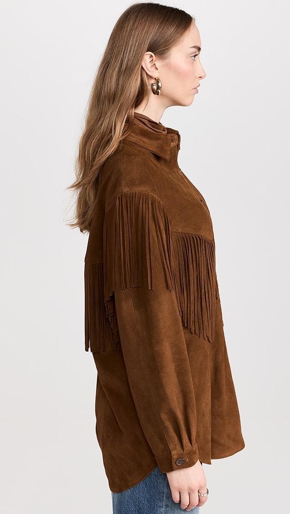 THE GREAT. The Suede Fringe Shirt Jacket | Shopbop Product Image