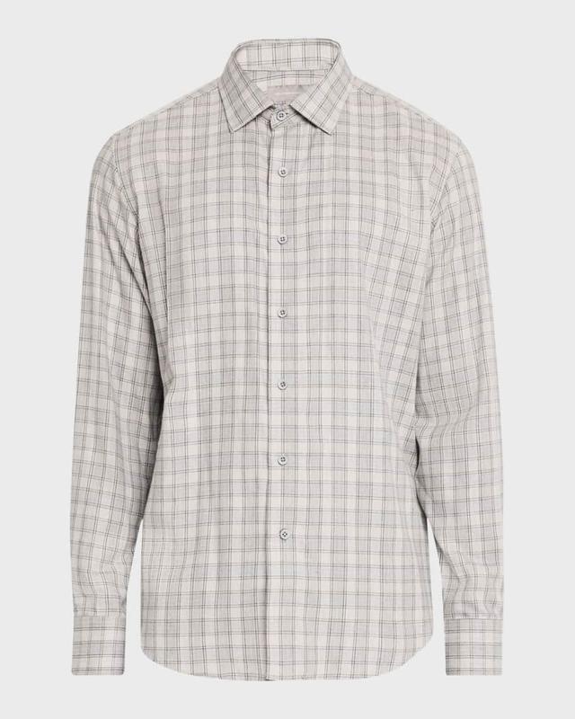 Men's Cotton and Cashmere Check Flannel Sport Shirt Product Image