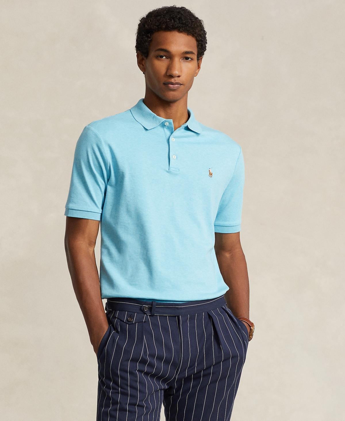 Men's Custom Slim Fit Soft Cotton Polo Shirt In Turquoise Nova Heather Product Image