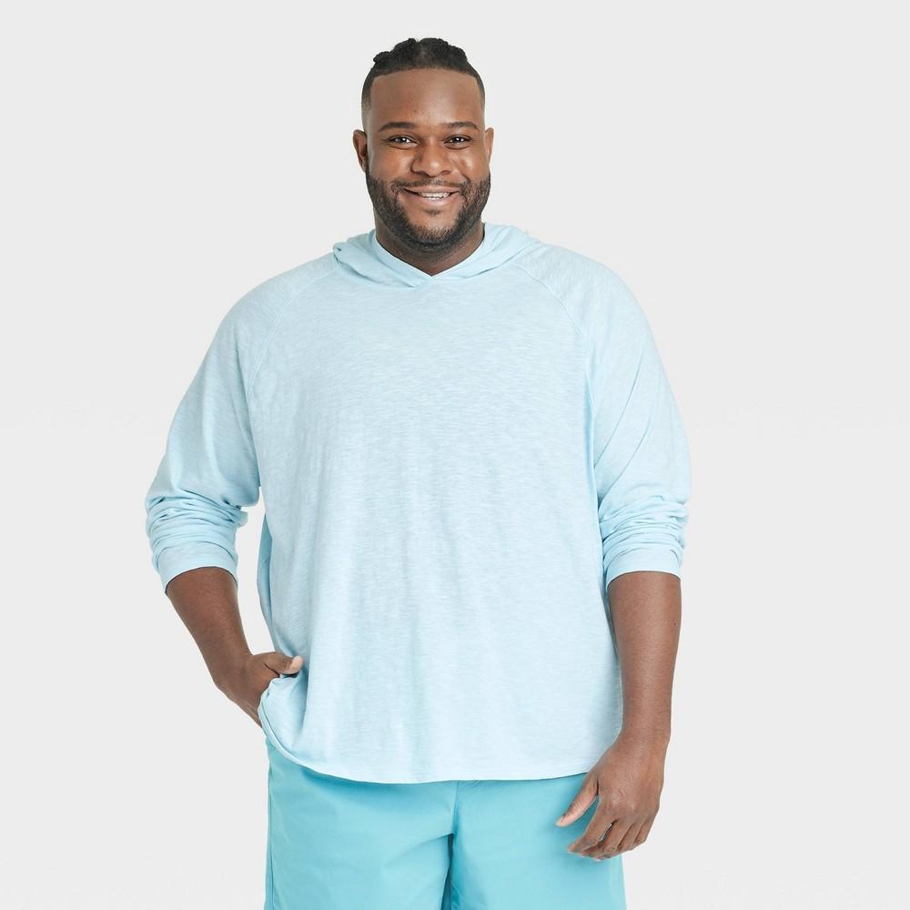 Mens Big & Tall Raglan Sleeve Crewneck Pullover Sweatshirt - Goodfellow & Co Light Blue 4XL Product Image