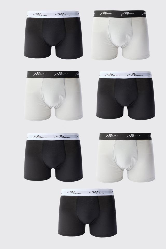 7 Pack Man Signature Mixed Colour Trunks | boohooMAN USA Product Image