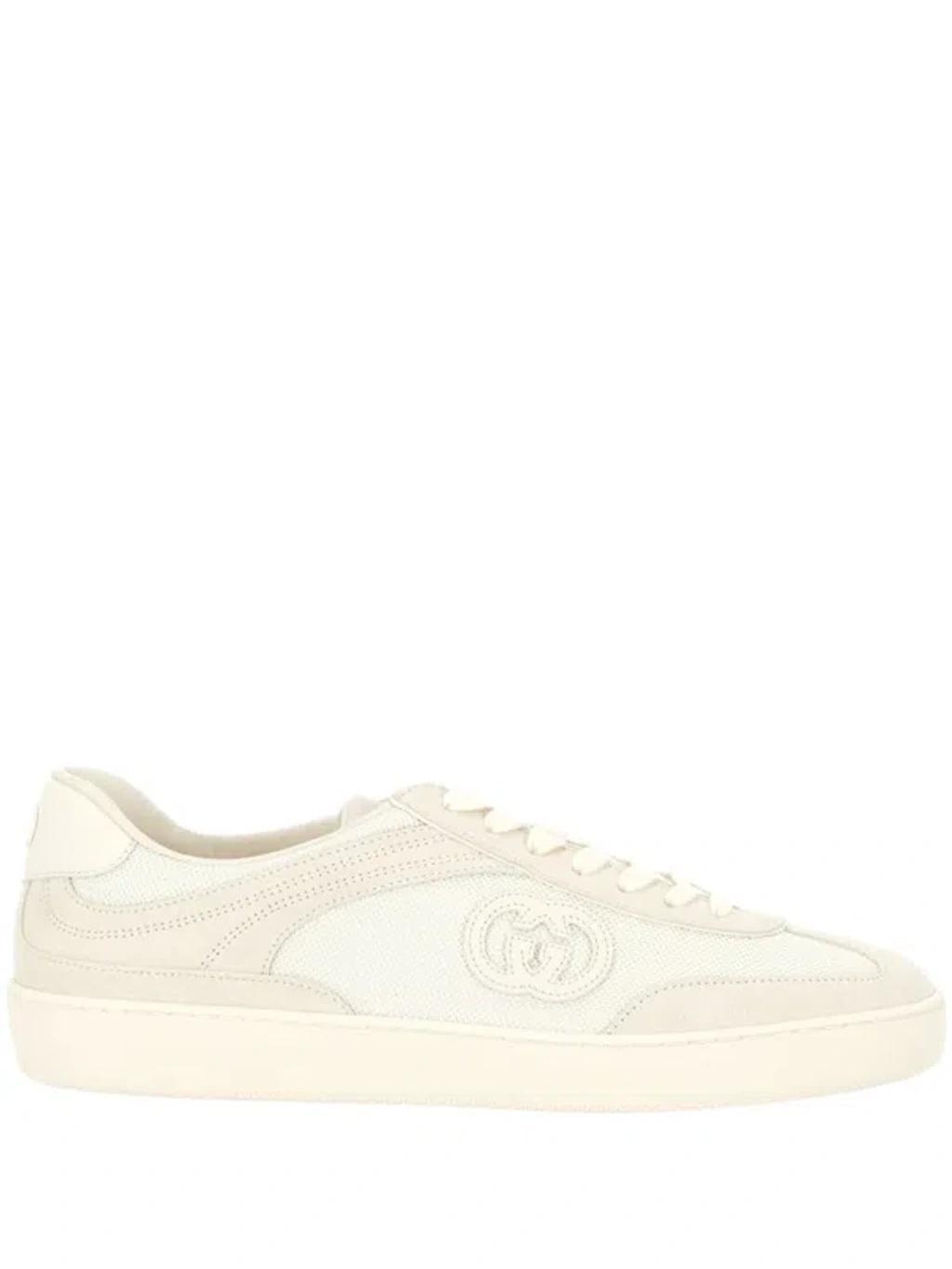 GUCCI Beige Lace Up Sneakers Product Image