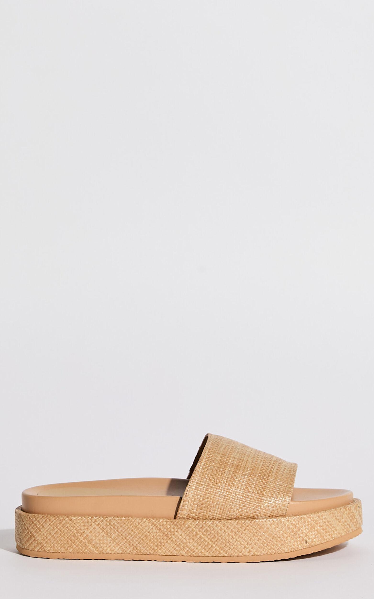 Verali - Romy Platform Slides in Natural Raffia Product Image