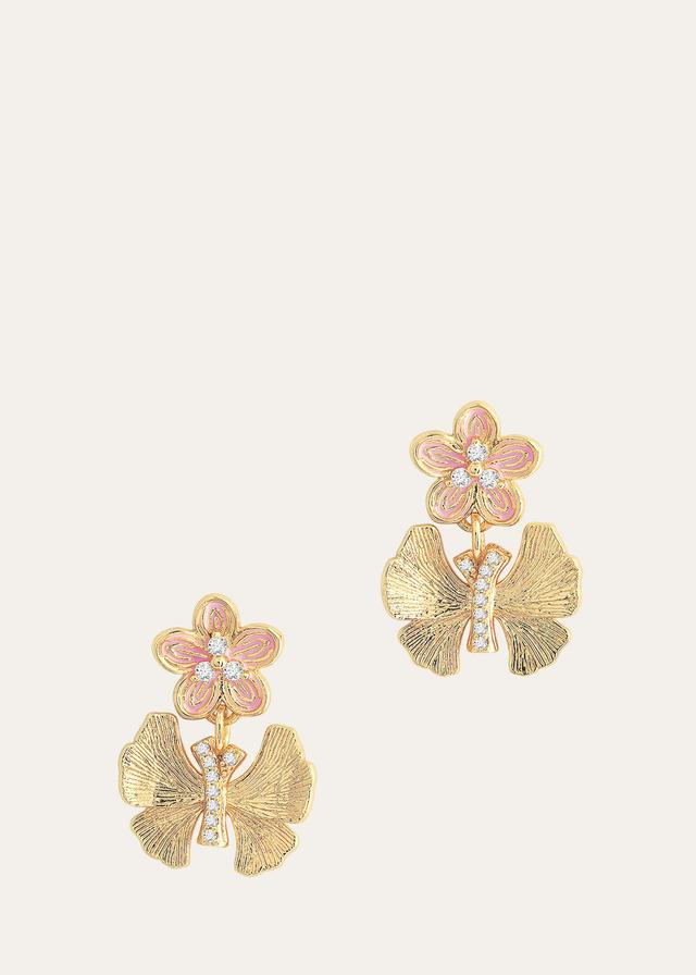 Womens Butterfly 18K Gold-Plated, Cubic Zirconia & Enamel Drop Earrings Product Image