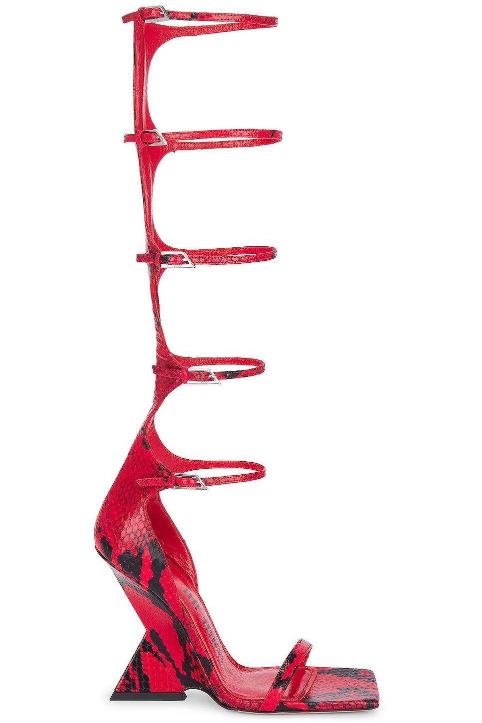 THE ATTICO Grace Multi Strap Sandal in Red & Black - Red. Size 39.5 (also in 36.5). Product Image