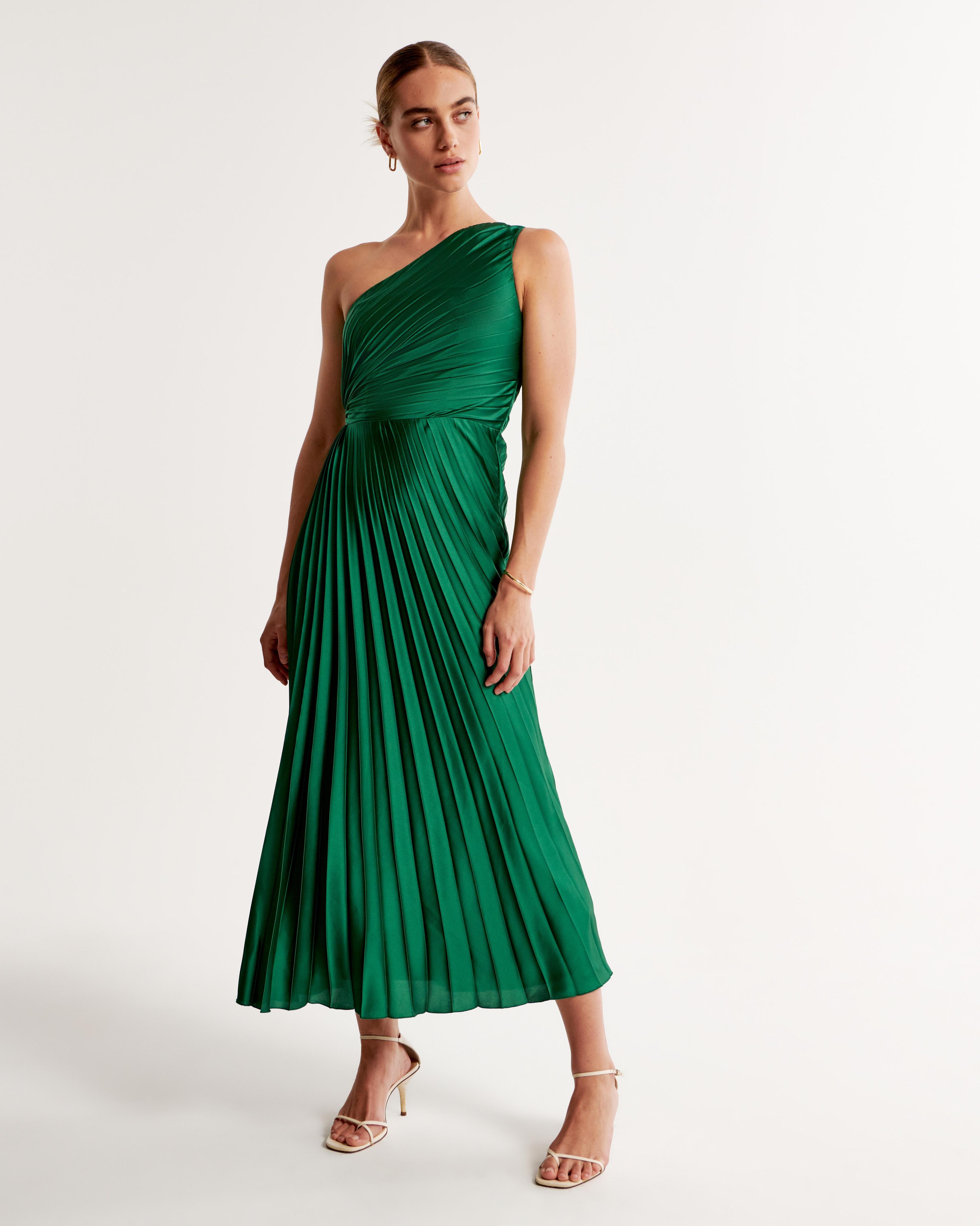 The A&F Giselle Pleated One-Shoulder Maxi Dress Product Image