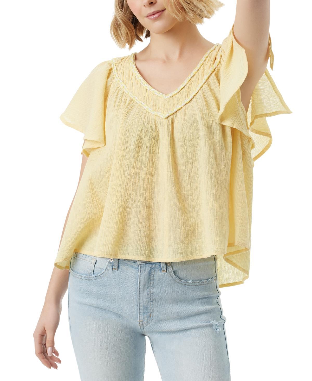 Jessica Simpson Womens Serenity Flutter V-Neck Blouse Product Image