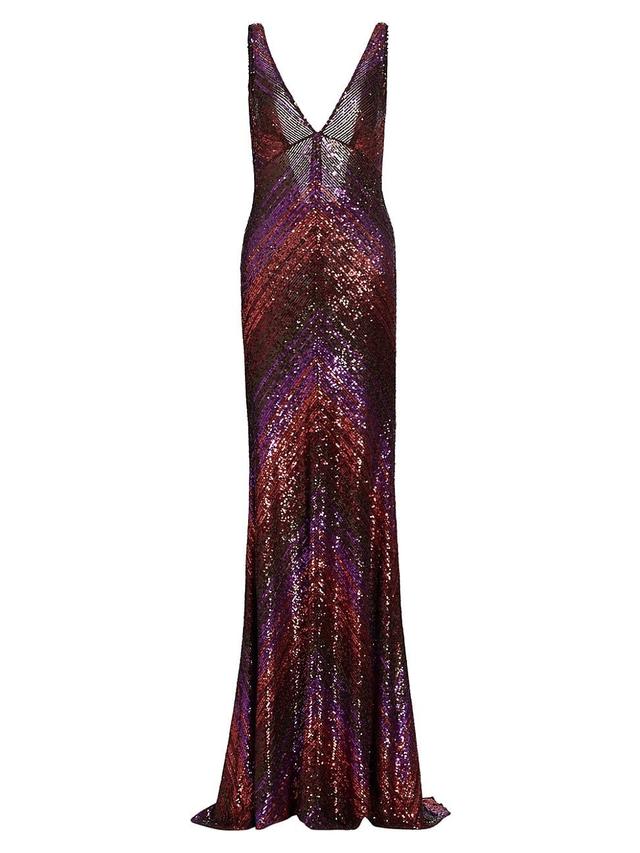 Womens Sequined Stripe Slip Gown Product Image