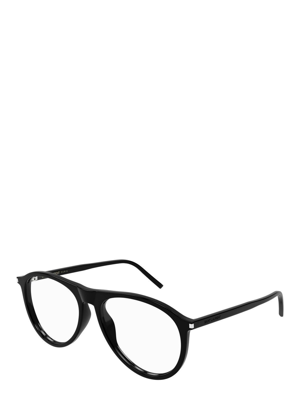 SAINT LAURENT Aviator Frame Glasses In 001 Black Black Transpare Product Image