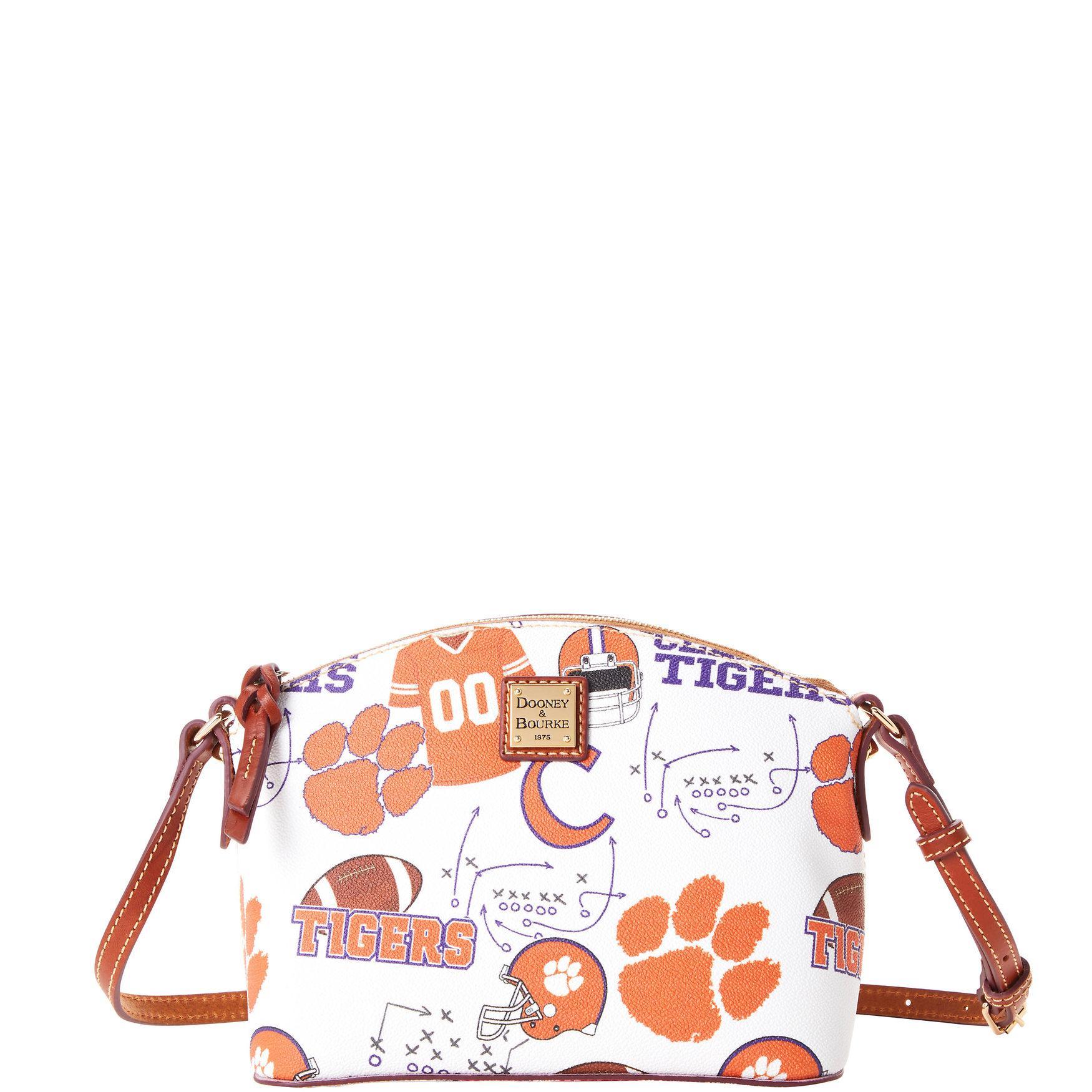 Dooney & Bourke Womens Collegiate Clemson University Suki Crossbody Coated Cotton Shoulder Bag in White Multi Product Image